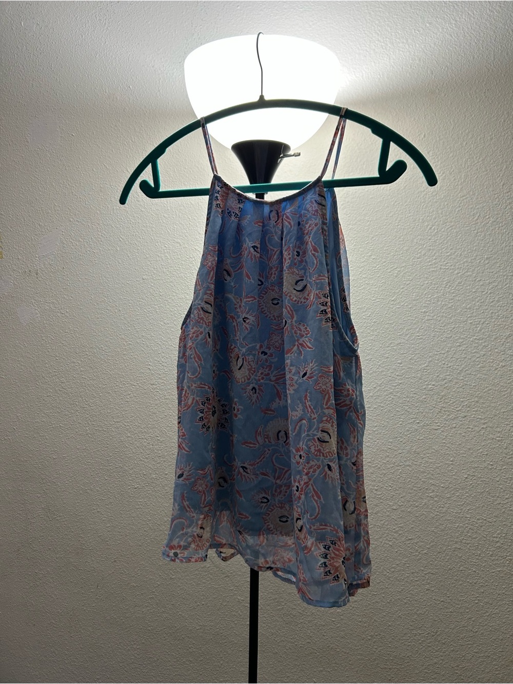 Light Blue Floral Cami Tank Top